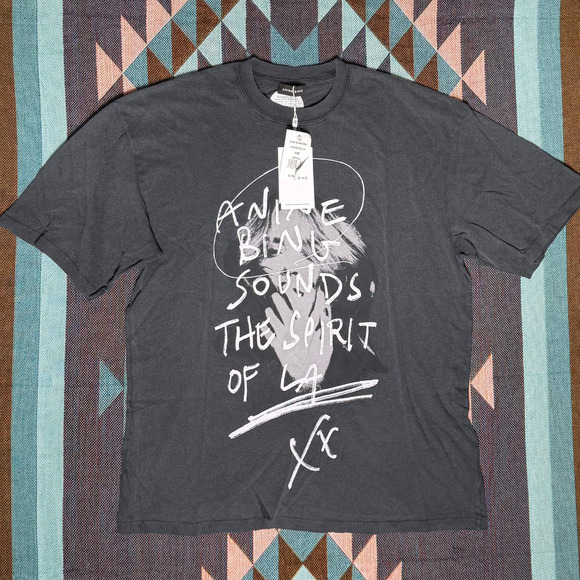 ANINE BING Kent Spirit Tee NWT Sounds of LA Washed Black T-Shirt sz Small - Picture 3 of 5